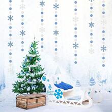 SnowflakeSnow SilverBlue Christmas PartyDecorations Garland 58Ft White Winter Wonderland Frozen Hanging Paper Streamers BannerBirthday Baby Bridal Shower Wedding New Year Supplies Decor Ouruola - BlueSilver - 查看 6