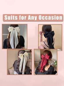 4 piezas Pasadores de pelo con lazos grandes - Adecuados para cabello grueso y fino, pasadores de garra antideslizantes, accesorios para el cabello de niñas, lazos, lazos de cinta, clips de archivo, lazos, decoración para el cabello de fiesta, moda del Día de la Madre, fiesta de todos los días, accesorios para el cabello del Día de San Valentín, pasadores de garra del Día de San Valentín, útiles escolares - Multicolor - View 4
