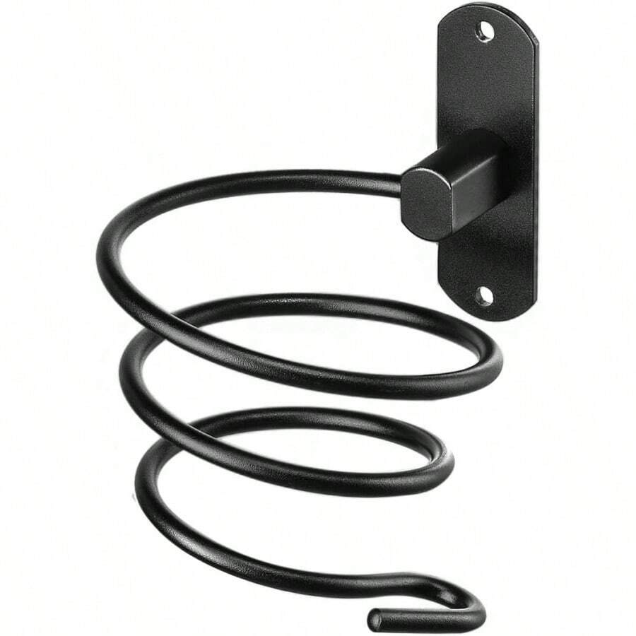 Bathroom Hair Dryer Holder Hair Care Tool Holder Wall Mounted (Black) - Black - View 1