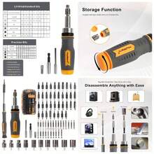 Screwdriver Bit Set Socket Kit, 77 - Pieces Ratcheting Screwdriver Set With Case, 77 In 1 Multi Bit Screw Driver Home, Electronics, Car Emergency And Garage - Bộ 77 món kèm đầu cọ chính xác - Xem 1