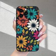 Funda de Teléfono con Patrón Floral de Margarita Colorida, Sensación Mate de Alta Gama, Nueva y Popular, Protección Completa de Lente, Antigolpes, Anticaída, Antihuellas, Adecuada para 16/15/14/13/12/11/X/XR/XS/8//SE Plus Pro Series, Puede Usarse como Regalo para Familiares, Hombres, Mujeres, Amigos - Colores mixtos - Ver 10