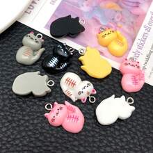 5/10pcs Cartoon Cute Cat Themed DIY Cream Glue Phone Charms, Necklace, Bracelet, And Earring Pendant Resin Accessories. - One Size - View 6