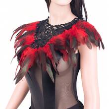 Women Artificial Feather Harness Lace Collar Necklace Bib Halloween - Multicolor - View 4