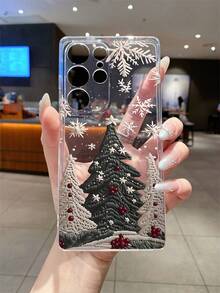 1pc Gradient Christmas Tree Pattern High Transparency Android Phone Case, Anti-Fall Anti-Scratch Anti-Fingerprint Clear TPU Soft Shell, Precise Camera Cutout Compatible With Samsung, Apple, Nothing, Pixel, INFINIX, Redmi - Clear - View 4