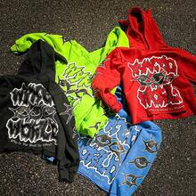 Y2K Harajuku Hoodie With Horn Hat - Funny Printed Casual Top For Men And Women - Sweaters, Menswear Graphic Hoodies Outfits Men Classic Black Hooded Sweatshirt Long Sleeve Womenswear Graphic Spring/Fall Fall/Winter Loose Halloween - 綠色 - 查看 4