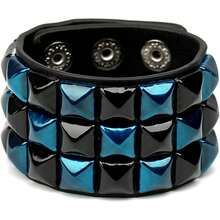 EYLun Men Women Cuff Leather Bracelet Punk Stud Wristband Bracelet Rock Adjustable Bangle Unisex - 白色 - 查看 6