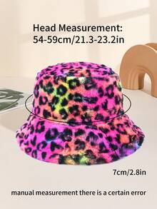 1顶女士豹纹毛绒渔夫帽，防风保暖，适合秋冬季节。 - 豹紋 - 查看 4
