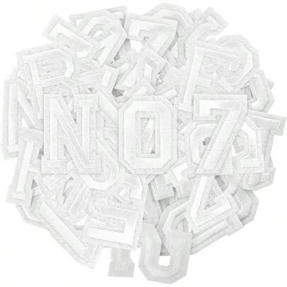 36 Pcs Iron On Letters And Numbers PatchesWhite Alphabet Embroidered Patch AZ Numbers 09 Applique For Clothes Dress Hat Socks Jeans DIY Accessories