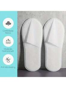 2 piezas/15 piezas/30 piezas/60 Pantuflas desechables, pantuflas de invitados suaves y cómodas con suelas antideslizantes para hotel, hogar, viaje - Transpirables, con acolchado reforzado