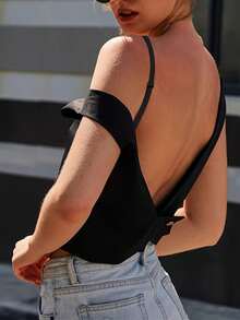 Women'S Sexy Elegant Backless Push-Up Bra - U-Shaped, X-Back With Removable Adjustable Straps, Seamless Nylon Lingerie, High Support, Hand Washable, Backless Dress Accessory|Detachable Strap Bra|Nylon Fabric - 黑色 - 查看 4