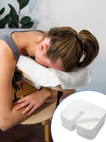 HMQ beauty 50pcs Disposable Face Headrest Covers Soft Non-Sticking Massage Face Covers For Massage Table Chairs SPA Salon Eyelash Grafting Beauty Tool - White - View 10