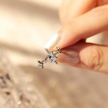 1pc S925 Sterling Silver Starfish Design Ring With Shiny Zirconia Stone, Elegant & High-Quality Jewelry For Women, Suitable For Wedding, Engagement, Gift For Loved Ones