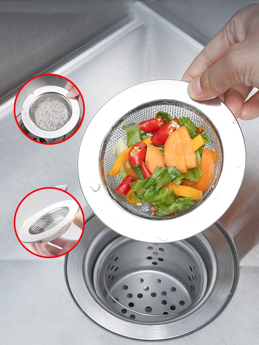 Sitko do zlewu 1/2 szt., filtr do zlewu kuchennego, filtr odpływowy, sitko do zlewu ze stali nierdzewnej, akcesoria do zlewu kuchennego, środek zapobiegający zatykaniu odpływu