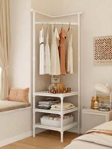 Giá treo quần áo bằng kim loại 3 tầng có móc và kệ - Giá treo quần áo đa năng, giá treo mũ - Giá treo áo khoác bằng thép không gỉ bền bỉ cho phòng ngủ, phòng khách - Nhiều lựa chọn lắp đặt và lưu trữ - Nhiều màu - Xem 2