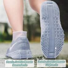 Cubre Zapatos Impermeable, Cubierta de Zapatos Impermeable con Cremallera para Viaje Antideslizante Plegabl de Reutilizable, Protector de Zapatos Impermeable de Silicona - Cian - Ver 5