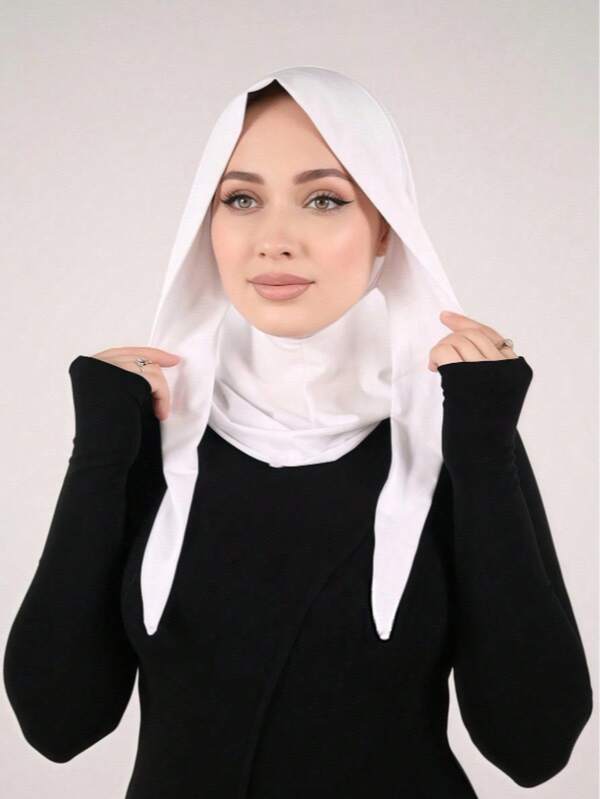 1 pieza Accesorio de abaya para mujer, gorro balaclava de unicolor con cordón, diadema turbante deportiva de amplio borde, elástica y transpirable, cómoda, adecuada para la vida diaria, yoga, fitness y atuendo de moda