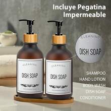 EstiloYanlin 3Pcs Dispensador De Jabon, 500ML Dispensador De Shampoo, Con Embudo Y 5 Etiquetas Impermeables, Reutilizar, Adecuado Para BañOs, Cocina, DecoracióN Del HogarVersióN Mejorada - 3PCS 500ML Ambar Dispensador de jabón - Ver 5