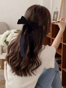1件装女士黑色丝绒蝴蝶结发夹头饰，可爱优雅，适合日常佩戴、圣诞节、情人节、派对等场合，可作发夹、发卡、发饰等使用。 - 1PC絲絨黑色 - 查看 2
