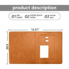 Premium PU Leather 3 - In - 1 Mouse Pad With Phone Stand And Pen Holders, 9.7x7. Inches Organizer Desk Reception Counters And Home Office Black 1Pack - 1包+棕色 - 查看 7