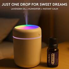 DeepRest Sleep Kit: Dark Grey Humidifier + Lavender Oil (2X Pack) Dreamy Sleep In Dry Weather: Lavender & Sandalwood Mini Humidifier For Bedroom | 3-In-1 Night Light & Aroma Diffuser - Màu xám đen - Xem 2