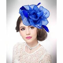 Tea Party Fascinator Hat For Women Tea Party Headwear Lace Gloves Pearl Jewelry Set Wedding Cocktail - 灰色 - 查看 6