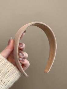 1pc Vintage Soft Sponge Headband, Solid White And Brown Color, Elegant High-End Fashion Hair Accessories, Suitable For Daily Wear, Washing Face, Showering, Matching Outfits, For Women, Hair Band, Hair Hoop, Autumn  Plain    Casual    Polyester    None - 白色 - 查看 2