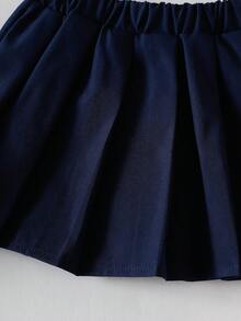 2pcs/Set Girls' Plaid Patchwork Cable Shirt And Pleated Skirt, Sweet & Cool Style, Cute Street Style, Elegant & Graceful School Look