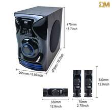 Bocinas de bluetooth,Altavoz Bluetooth inteligente 3+1, sistema de altavoces domésticos serie 3.1, bocinas de bluetooth grande, sonido potente y de alta definición con gran potencia, 3 altavoces, iluminación ambiental LED de colores, incluye mando a distancia, volumen ajustable con botones, teatro en casa,decoración de cuarto,USB, tarjeta SD, sintonizador de radio FM, compatible con teléfonos móviles, ordenadores y televisores, ideal para escuchar música, ver la televisión y películas, ver partidos de fútbol, baloncesto y reproducir videojuegos. Ideal para ocasiones festivas como Navidad, Nochebuena, Halloween, celebraciones de Año Nuevo, temporadas de bodas, fiestas de cumpleaños, reuniones y eventos de vuelta al colegio o graduación. Perfecto como regalo de temporada.DM-3403 - Tipo de Enchufe A USA (110-127V) - Ver 10