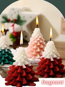 1 pièce Bougeoir en forme d'arbre de Noël, bougie à la cire de soja artisanale et aromatique en bois, convient pour la décoration de la maison, la salle à manger, les fêtes d'anniversaire, les vacances et la salle de bain. Excellent cadeau de Noël pour la famille et les amis, améliore l'atmosphère de Noël pour toutes les saisons