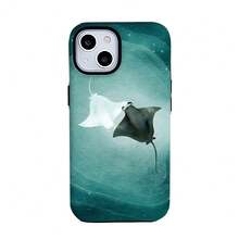 1pc Manta And Devil Ray Shinning Ocean Sea Blue Aesthetic Two-In-One Film Case-Tough, Dual Layered Case For Durable, Drop-Proof-For  17, 16, 15, 14, 13, 12, 11, 8, 7, X, XS, XR, Plus, Air, Pro, Max, Mini, SE2, SE3, Perfect Gift For Friends Family Loved Ones, Dropproof Case, Travel  Case, Ocean Theme, Stylish Phone Cover, Reinforced Edges, Scratchresistant Cover, Slim Phone Shell, Lightweight Case,  Users, Tech EnthusiastsFOR-YOUR-BELOVED-PHONE - Kiểu 1 (1 cái) - Xem 5