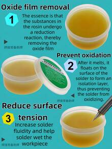 30جرام، 50جرام، 100جرام معجون لحام، راتنج، سلك لحام خالي من الرصاص، مادة لاصقة، معجون لحام، زيت لحام، خالي من الهالوجين، لا يحتاج تنظيف، خالي من الرصاص، لحام عالي الجودة، لا يحتاج تنظيف، راتنج، زيت ممتاز، مزلق سائل، درجة احترافية، مناسب لتطبيقات اللحام على الهواتف الذكية، لوحات الأم، لوحات الدوائر المطبوعة وغيرها - متعدد الألوان - مشاهدة 6