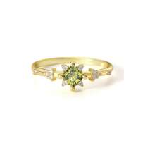 Promise Rings Her 14K Gold Plated Rings Dainty Vintage PeridotAlexandrite Engagement Ring Gold Jewelry Non Tarnish Gifts Women Size 5 - 10 - 9 + Nhẫn Clover Peridot + Vàng - Xem 1
