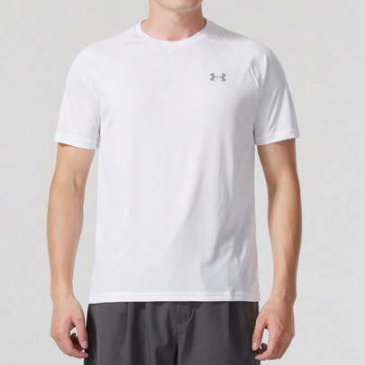 Under Armour [エリートトレーニング] アンダーアーマー メンズフィットネスTシャツ、ホワイト ルーズワークアウトトップス、速乾 通気性トレーニングウェア、カジュアル デイリージョギングベースレイヤー