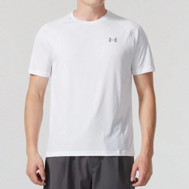 [Elite Training] Under Armour Men's Fitness T-Shirt, White Loose Workout Top, Quick-Dry Breathable Training Clothes, Casual Daily Jogging Base Layer - White - View 1