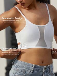 Women's Chest Shaping Camisole, Seamless Invisible Bra Cami, Transparent, Adjustable To Minimize Bust Appearance, Shapewear Top Bodycon Slimming Shirt - White - View 5