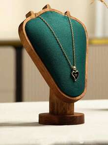 1pc Light Luxury Velvet Model Stand Necklace Walnut Jewelry Display Stand Portrait Neck Stand Jewelry Display Stand - Multicolor - View 14