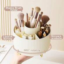 Multi-Color Optional Makeup Brush Organizer 360° Rotating Brush Holder Cup Desktop Accessory 5 Slot Makeup Brush Cup Cosmetic Brush Eyeliner, Dresser Organizer, Desk Stationery Organizer - Holiday Gift