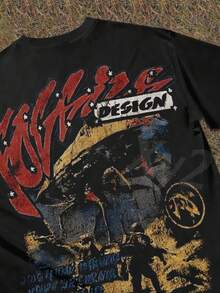 Y2k Astronaut Art Punk Long Sleeve Shirts ,Sky Double-Sided Printing,Christmas Style Graphic T Shirt Cotton,Fashionable Hip-Hop For Men -  Long Sleeve T-Shirts, Funny Vintage Shirts,Regular Fit, Street Style, Digital Print,  Ideal Gift - 黑色 - 查看 3