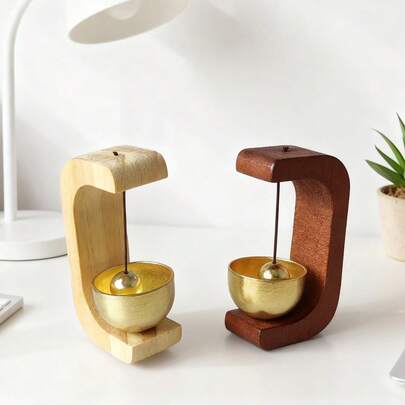 1pc Yellow/Brown Magnetic Copper Bell Doorbell, Entry Reminder Bell For Gifts And Door Hanging