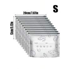 30个可重复使用的铝箔冰箱保鲜袋，适用于冰箱或冷冻室的厨房收纳，3种尺寸的自封袋，可用于保存水果、蔬菜、肉类、谷物、坚果、零食等。