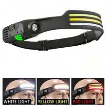 1pc Multi-Function COB Headlamp Sensor LED Strip Headlight, Rechargeable Work Light Suitable For Hiking, Running, Cycling - 彩色 - 查看 13