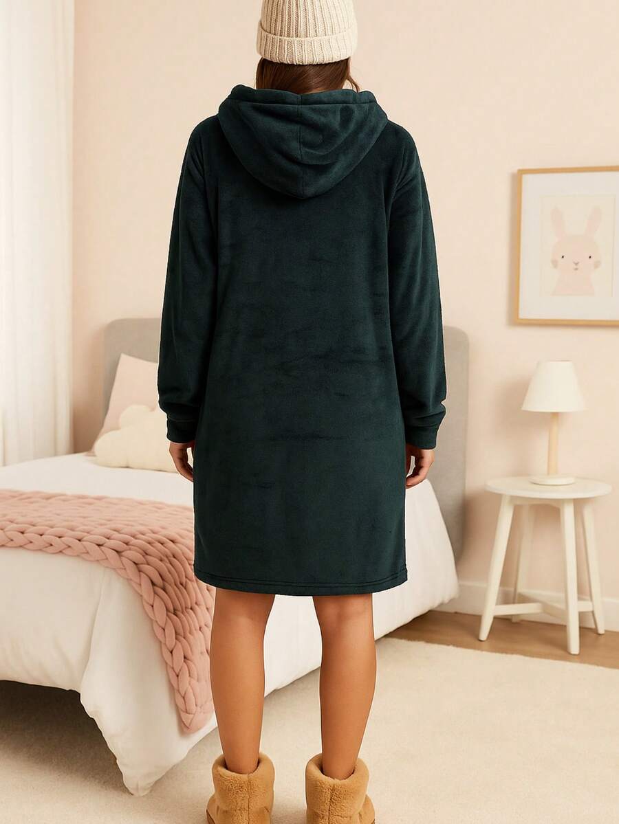 Maxi Sudadera Hoodie Cobija Unisex Suave Calientita Con Capucha Borrega Por Dentro - Verde - Ver 1