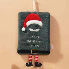 1pack Christmas Hand Towel Thick Coral Fleece Towel Bathroom Absorbent Hand Towel Hand Towel Thick Absorbent, Christmas Gift New Year Gift