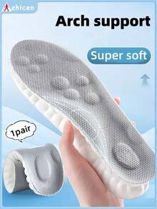4D Latex Sport Insoles Soft High Elasticity Shoe Pads Breathable Running Basket Shoe Sole Arch Support Inserts Unisex 1pair - Grey - View 2