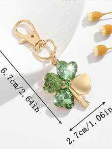 时尚奢华四叶草造型钥匙扣吊坠，镶嵌水钻，适合作为女士包包挂饰、汽车饰品、送给老师、朋友、姐妹的礼物。 - 彩色 - 查看 5