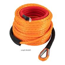 LOYALHEARTDY 3/8" X 60' Synthetic Winch Rope With Hook, Winch Cable With Protective Sleeve, Car Tow Recovery Cable For 4WD Off-Road Vehicle Truck ATV UTV SUV - Orange - View 2