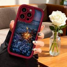 Cubierta de telefono con borde negro y diseño de fuego en playa de piedras azules para uso diario y viajes - Burdeos - Ver 2