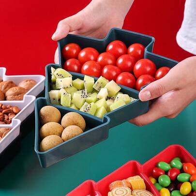 Neue kreative Obstplatte für Weihnachtsbaum, Snackfach, Obstkorb, Aufbewahrungsbox für Süßigkeiten und Nüsse