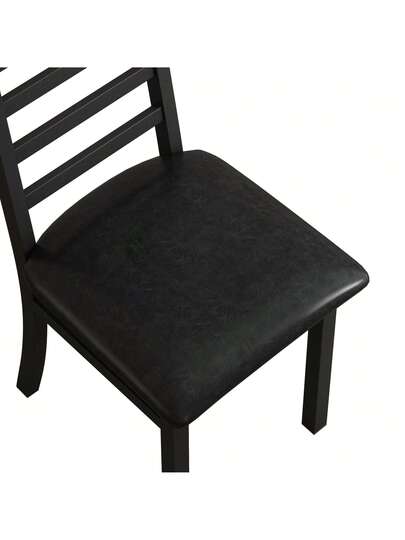 Dining Chairs Set Of 4, Steel Legs PU Leather Seat Kitchen, Living Room, Black, Grijs view 9