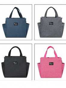 字母印花手提包，针织钩编图案印花手提包，轻便简约，适合工作、旅行、户外露营，送给妈妈、长辈、手工爱好者的礼物 - 彩色 - 查看 7